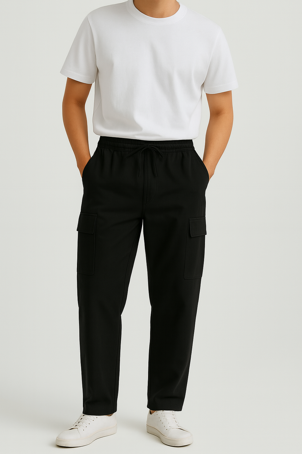 Straight Fit Black Cargo Pant