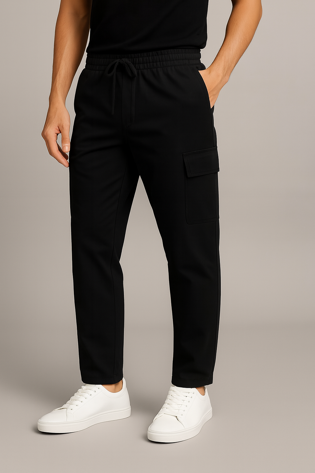 Straight Fit Black Cargo Pant