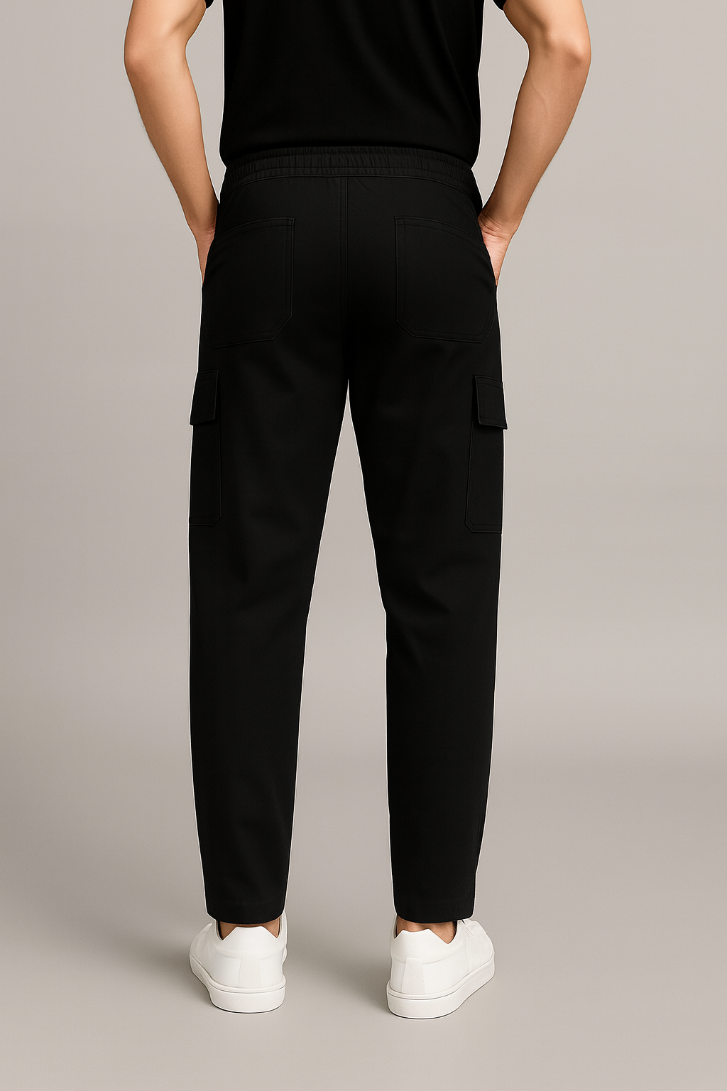 Straight Fit Black Cargo Pant