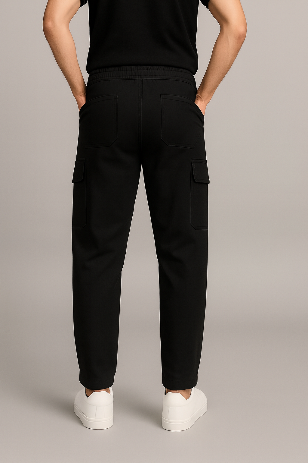 Straight Fit Black Cargo Pant